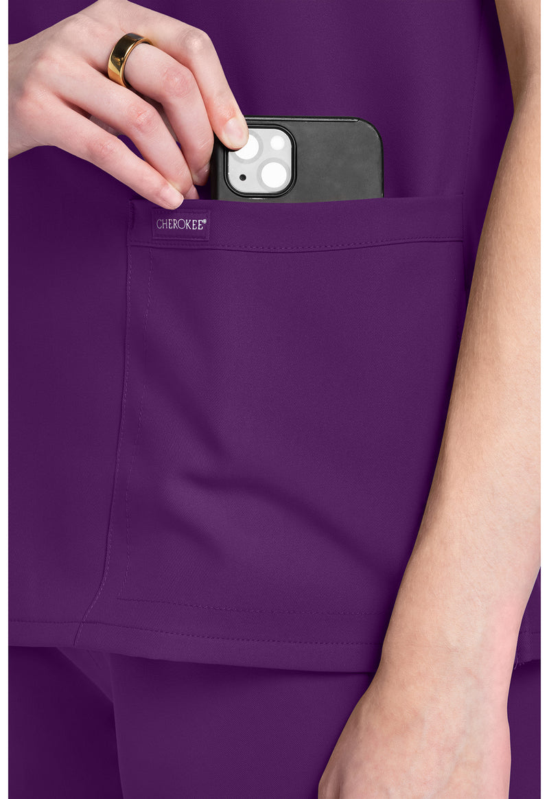 Eggplant - Women's V-Neck Scrub Top (View 3)
