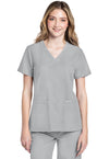 Grey - Cherokee WW Originals Ultra Women Scrub Top - Front View