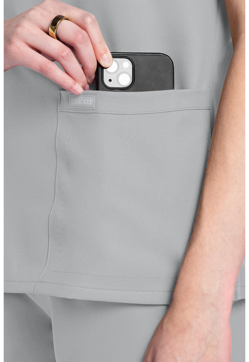 Grey - Women's V-Neck Scrub Top (View 3)