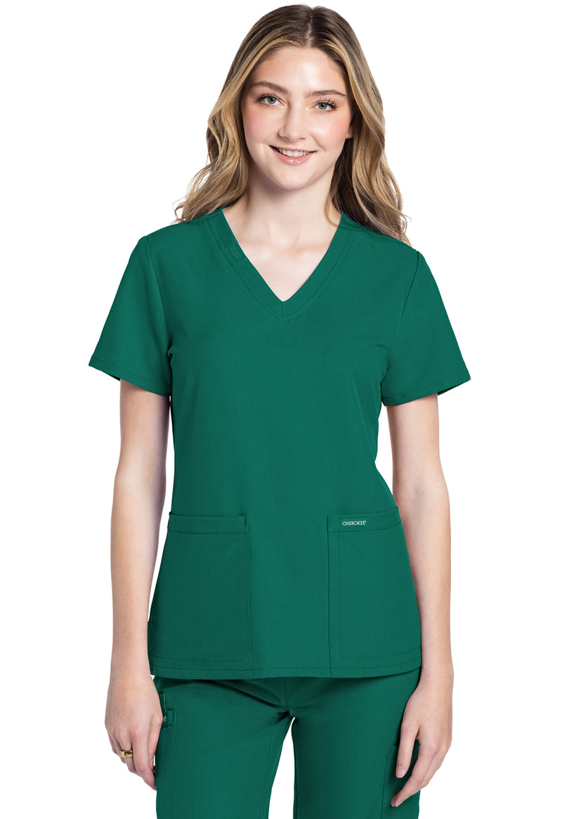 Hunter Green - Cherokee WW Originals Ultra Women Scrub Top - Front View