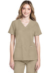 Khaki - Cherokee WW Originals Ultra Women Scrub Top - Front View