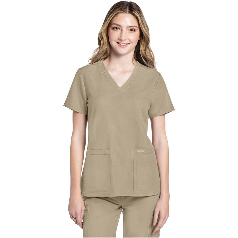 khaki - V-Neck Top