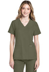 Olive - Cherokee WW Originals Ultra Women Scrub Top - Front View