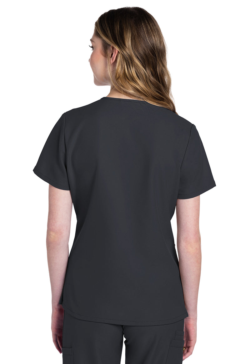 Pewter - Cherokee WW Originals Ultra Women Scrub Top - Back View