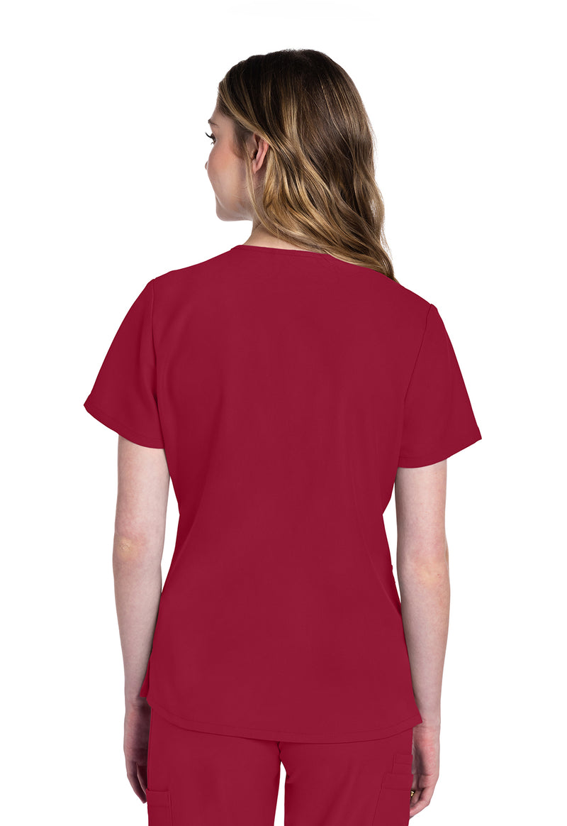 RED - Cherokee WW Originals Ultra Women Scrub Top - Back View