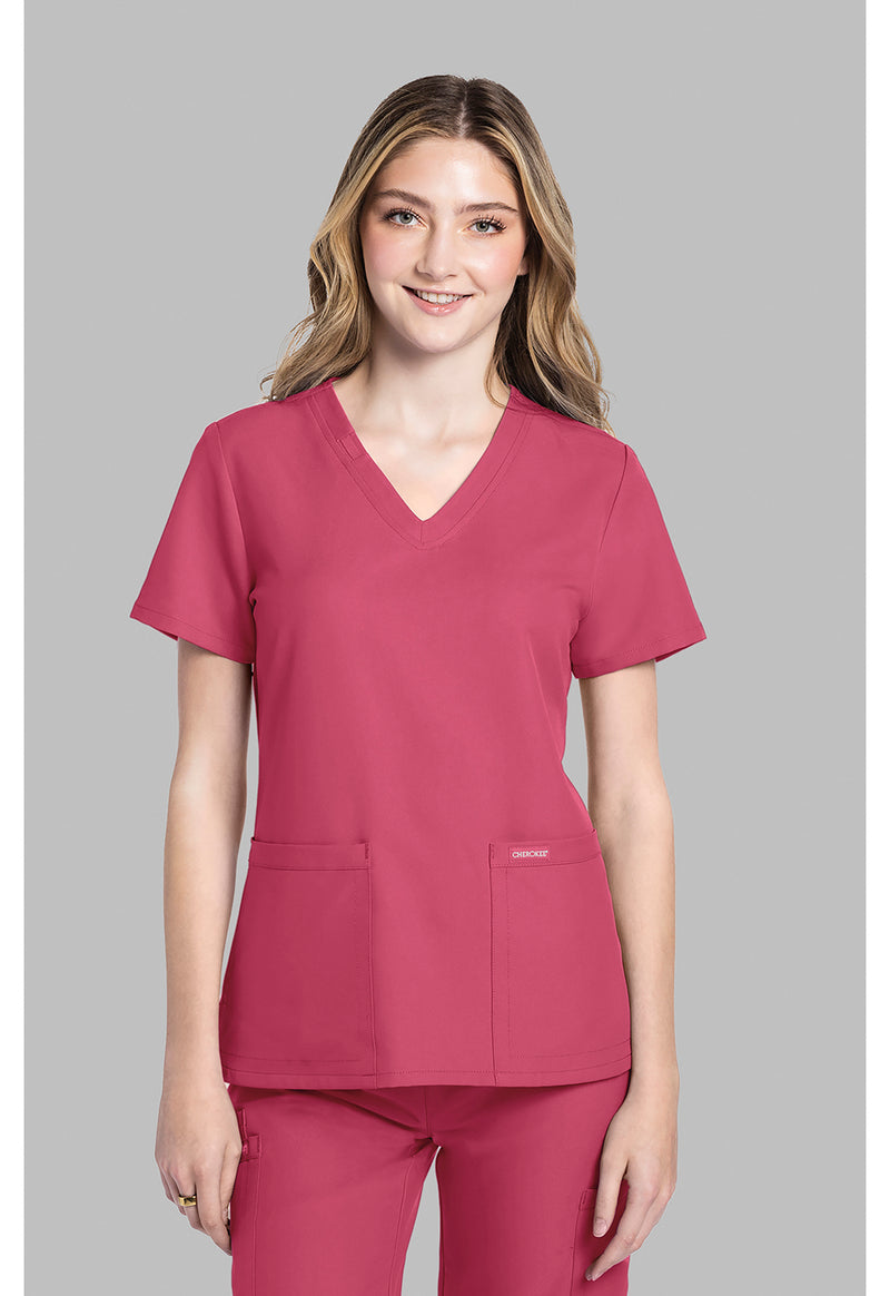 Rapture Rose - Cherokee WW Originals Ultra Women Scrub Top - Front View