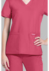 Rapture Rose - Women's V-Neck Scrub Top (View 4)