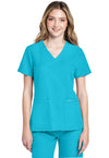 Turquoise - Cherokee WW Originals Ultra Women Scrub Top - Front View
