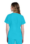 Turquoise - Cherokee WW Originals Ultra Women Scrub Top - Back View