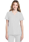 White - Cherokee WW Originals Ultra Women Scrub Top - Front View