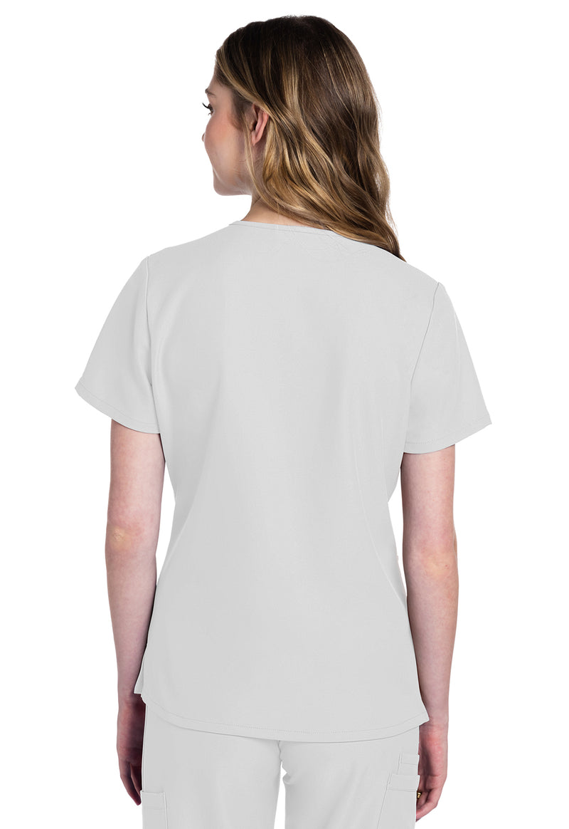 White - Cherokee WW Originals Ultra Women Scrub Top - Back View