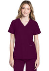 Wine - Cherokee WW Originals Ultra Women Scrub Top - Front View