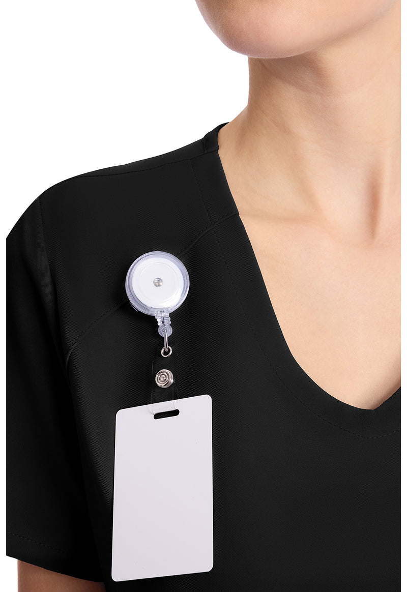 Black - Women's Tuck-in V-Neck Scrub Top (View 2)