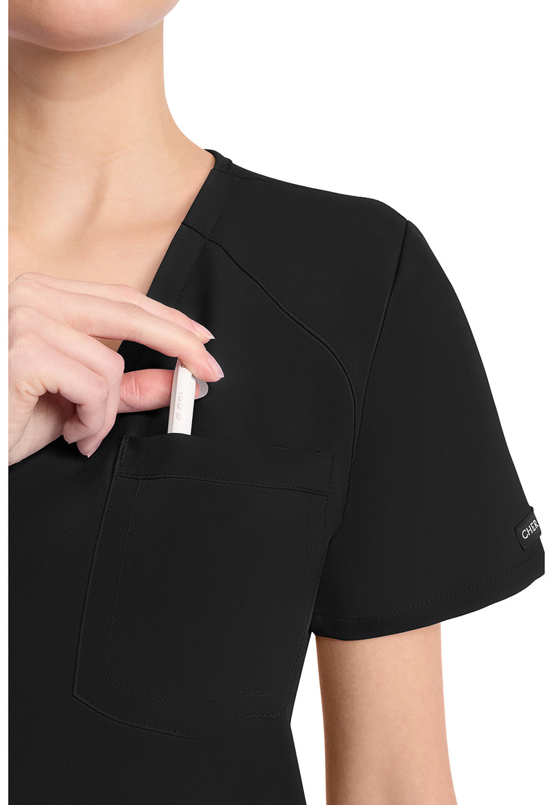Black - Women's Tuck-in V-Neck Scrub Top (View 3)