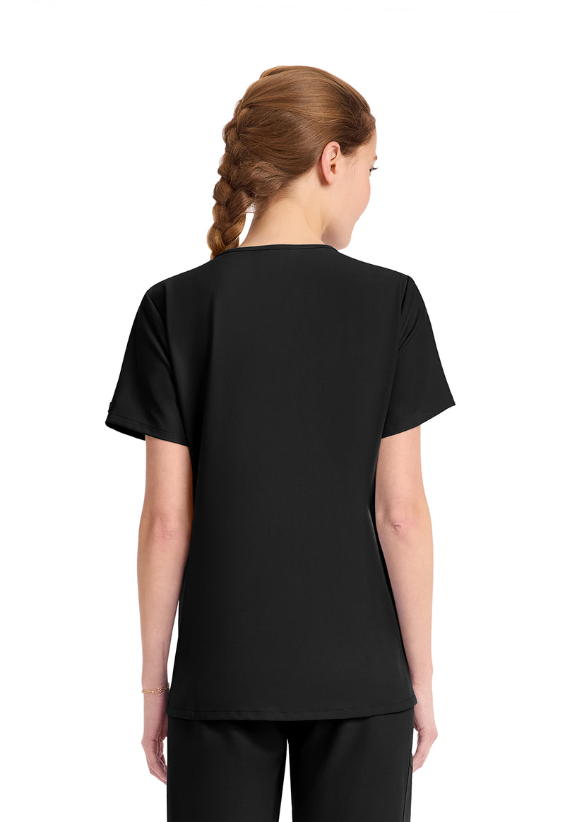 Black - Cherokee WW Originals Ultra Women Scrub Top - Back View
