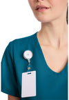 Caribbean Blue - Women's Tuck-in V-Neck Scrub Top (View 2)