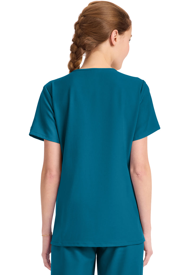 Caribbean Blue - Cherokee WW Originals Ultra Women Scrub Top - Back View