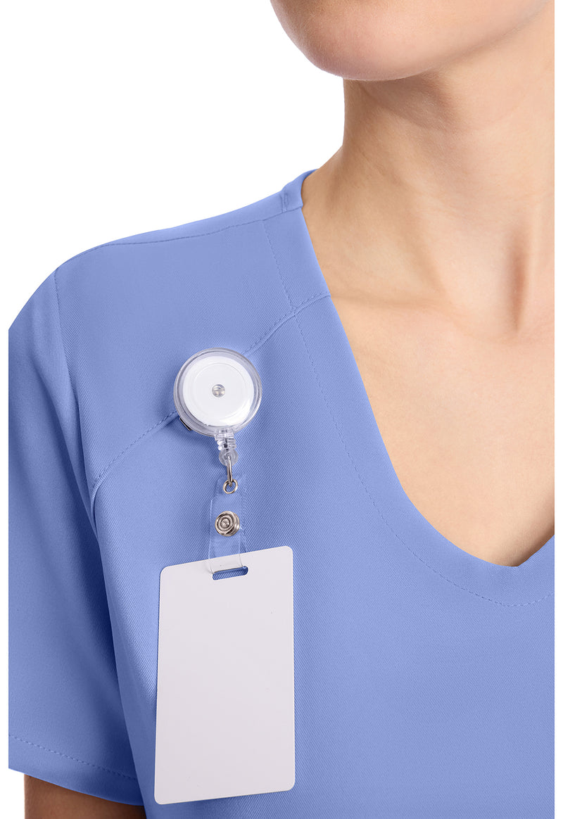 Ciel Blue - Women's Tuck-in V-Neck Scrub Top (View 2)