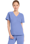 Ciel Blue - Cherokee WW Originals Ultra Women Scrub Top - Front View