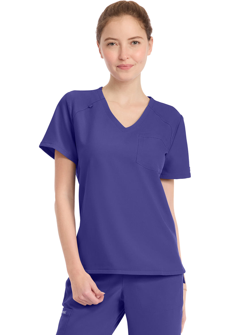 Grape - Cherokee WW Originals Ultra Women Scrub Top - Front View