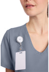 Grey - Women's Tuck-in V-Neck Scrub Top (View 2)