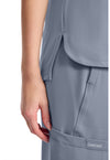 Grey - Women's Tuck-in V-Neck Scrub Top (View 4)