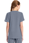 Grey - Cherokee WW Originals Ultra Women Scrub Top - Back View