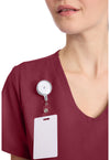 Heather Cranberry - Women's Tuck-in V-Neck Scrub Top (View 2)