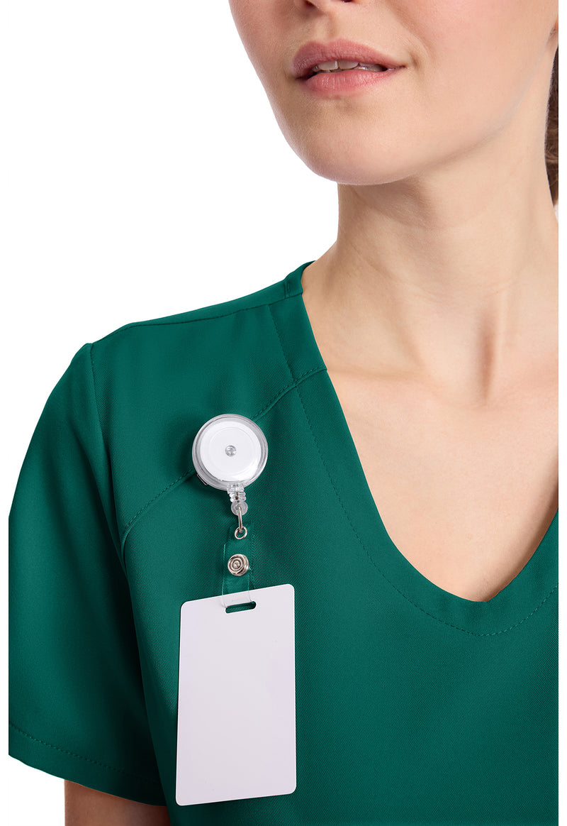 Hunter Green - Women's Tuck-in V-Neck Scrub Top (View 2)