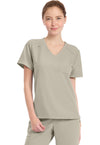 Khaki - Cherokee WW Originals Ultra Women Scrub Top - Front View