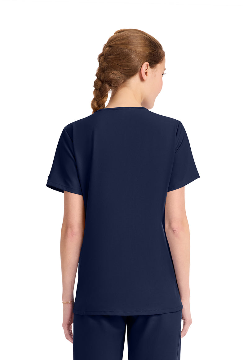 Navy - Cherokee WW Originals Ultra Women Scrub Top - Back View