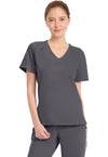 Pewter - Cherokee WW Originals Ultra Women Scrub Top - Front View