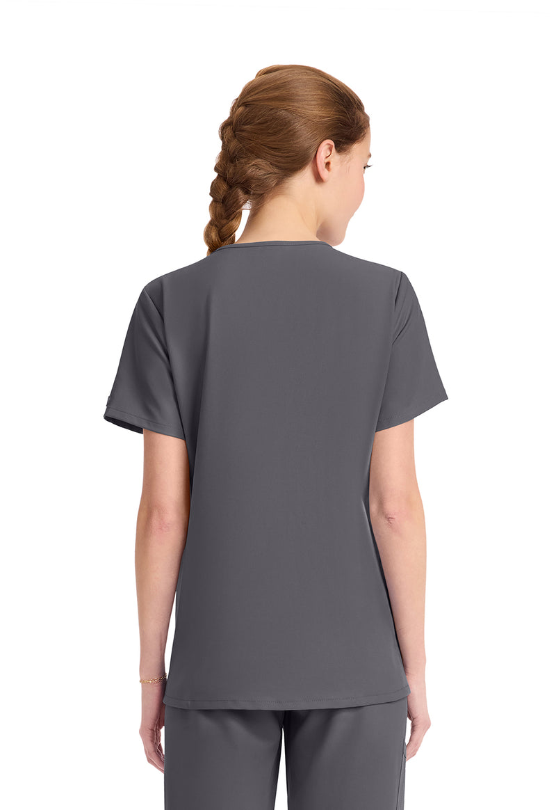 Pewter - Cherokee WW Originals Ultra Women Scrub Top - Back View
