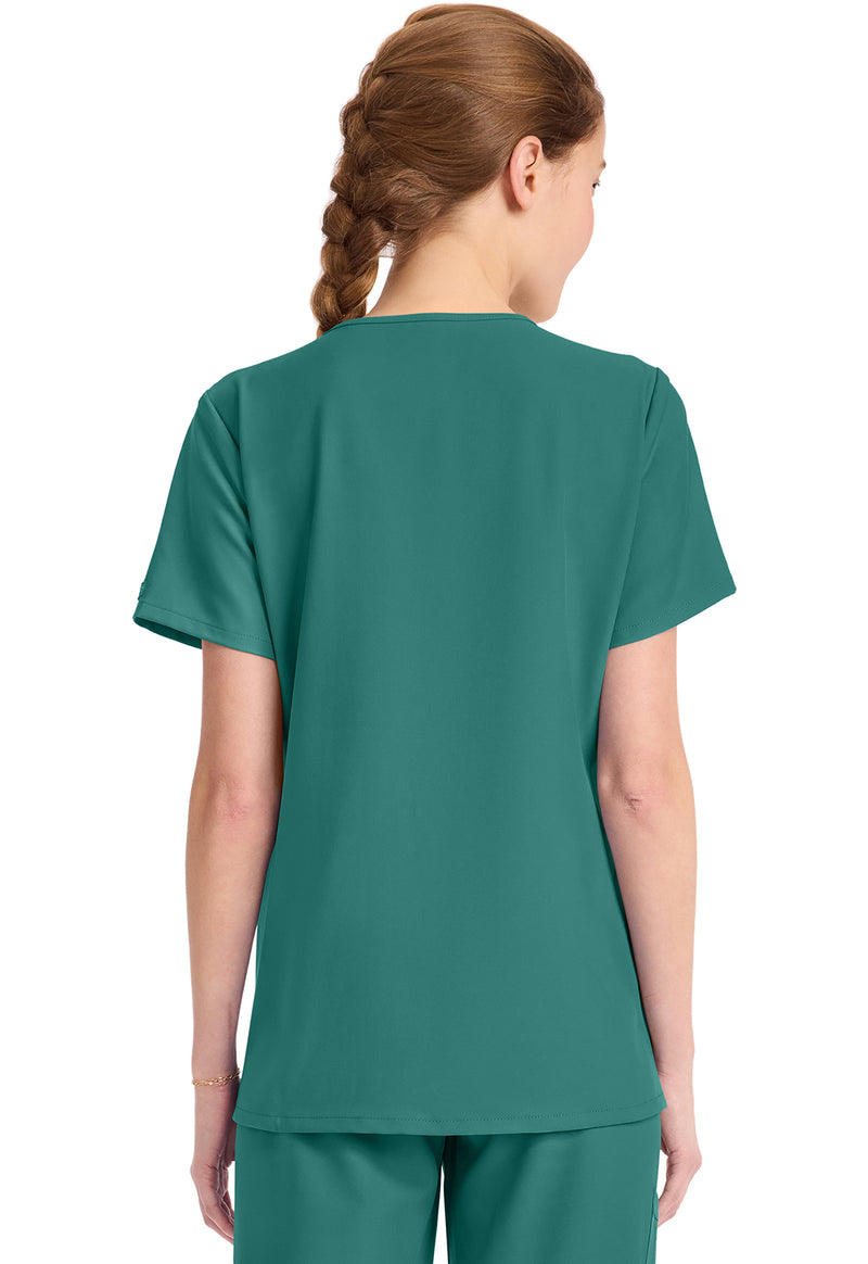 Teal Blue - Cherokee WW Originals Ultra Women Scrub Top - Back View