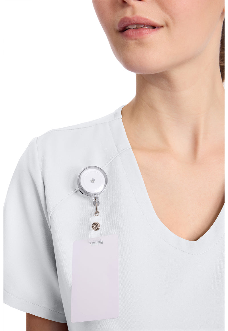 White - Women's Tuck-in V-Neck Scrub Top (View 2)
