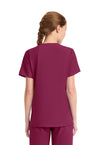 Wine - Cherokee WW Originals Ultra Women Scrub Top - Back View
