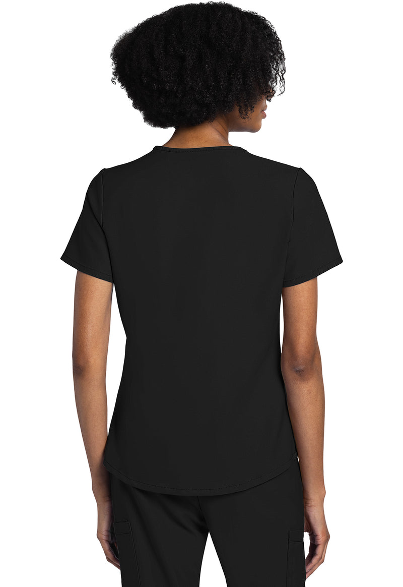 Black - Cherokee WW Originals Ultra Women Scrub Top - Back View