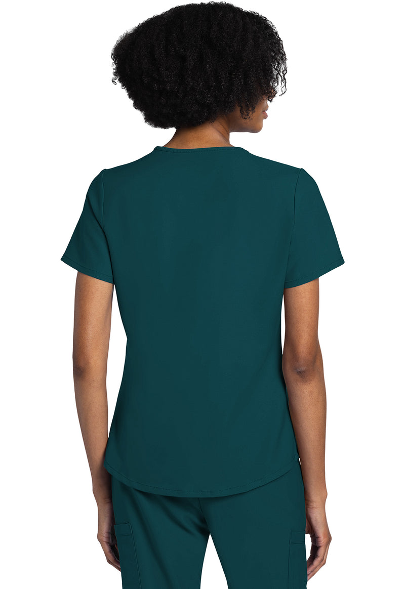 Caribbean Blue - Cherokee WW Originals Ultra Women Scrub Top - Back View