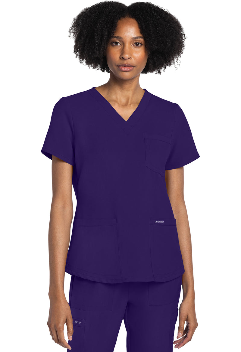 Grape - Cherokee WW Originals Ultra Women Scrub Top - Front View