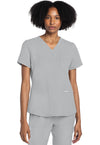 Grey - Cherokee WW Originals Ultra Women Scrub Top - Front View