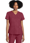Heather Cranberry - Cherokee WW Originals Ultra Women Scrub Top - Front View
