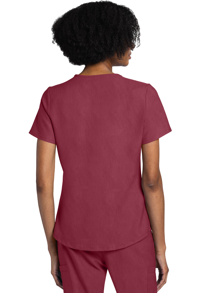 Heather Cranberry - Cherokee WW Originals Ultra Women Scrub Top - Back View