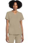 Khaki - Cherokee WW Originals Ultra Women Scrub Top - Front View
