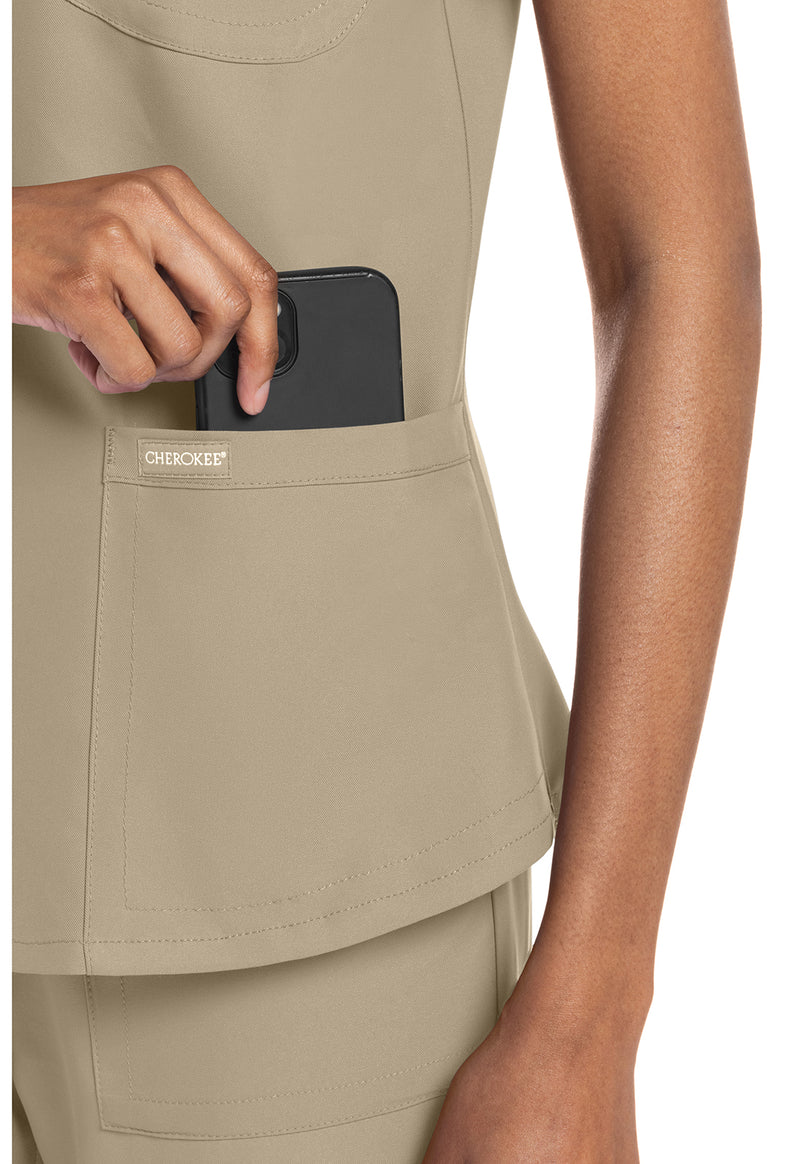 Khaki - Women's V-Neck Scrub Top (View 3)
