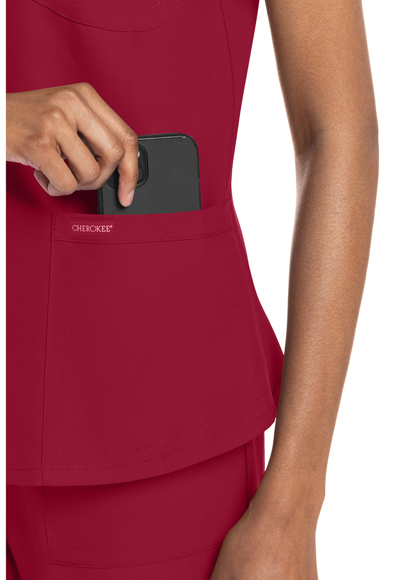 RED - Women's V-Neck Scrub Top (View 3)