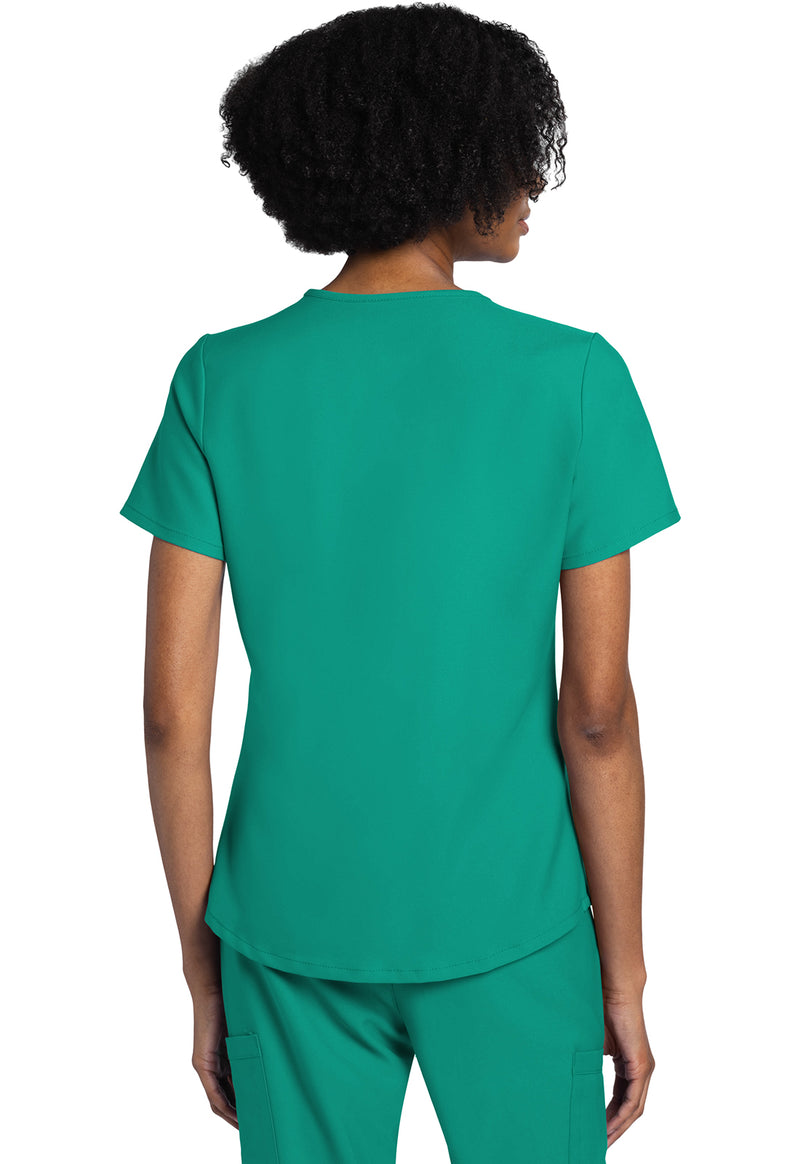 Teal Blue - Cherokee WW Originals Ultra Women Scrub Top - Back View