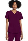 Wine - Cherokee WW Originals Ultra Women Scrub Top - Front View