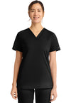 Black - Cherokee Achieve Women Scrub Top - Front View