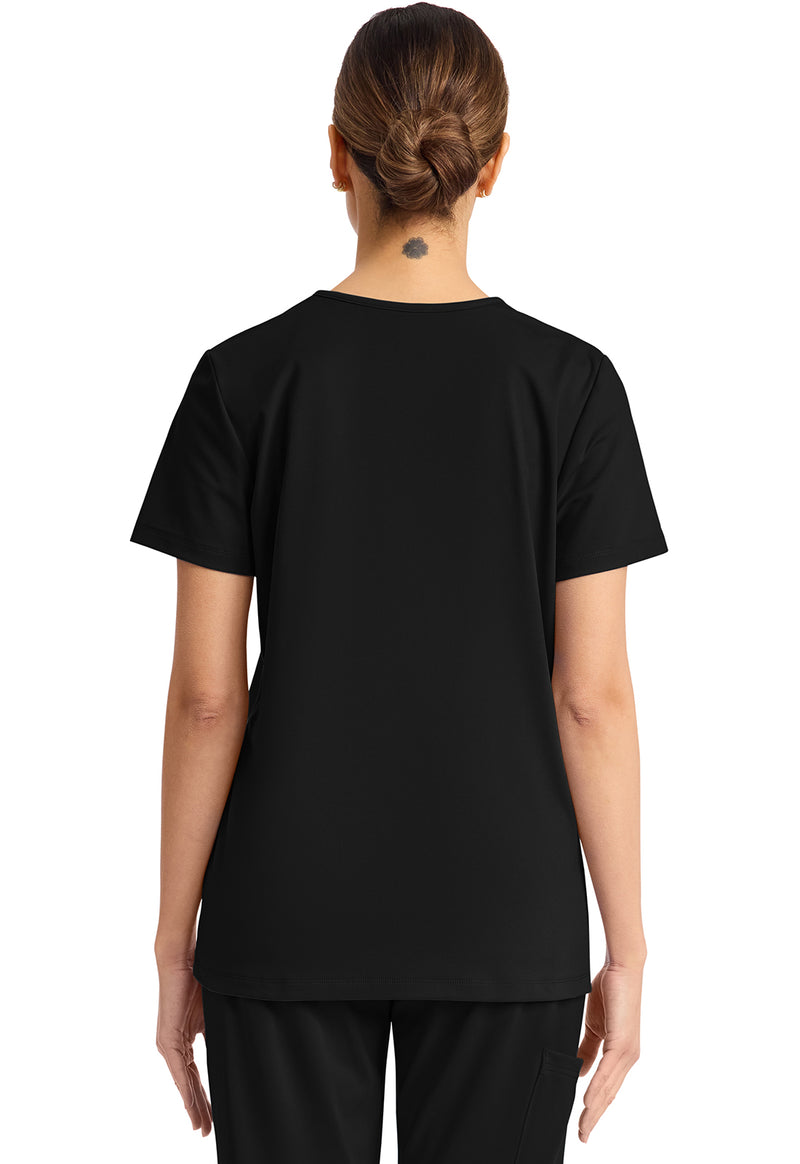 Black - Cherokee Achieve Women Scrub Top - Back View