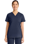 Navy - Cherokee Achieve Women Scrub Top - Front View